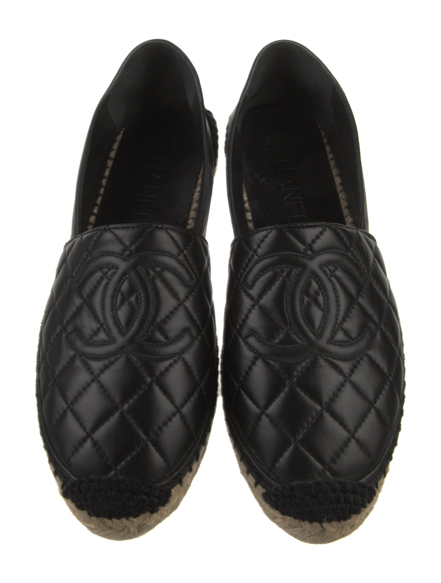 Chanel Interlocking CC Logo Leather Espadrilles